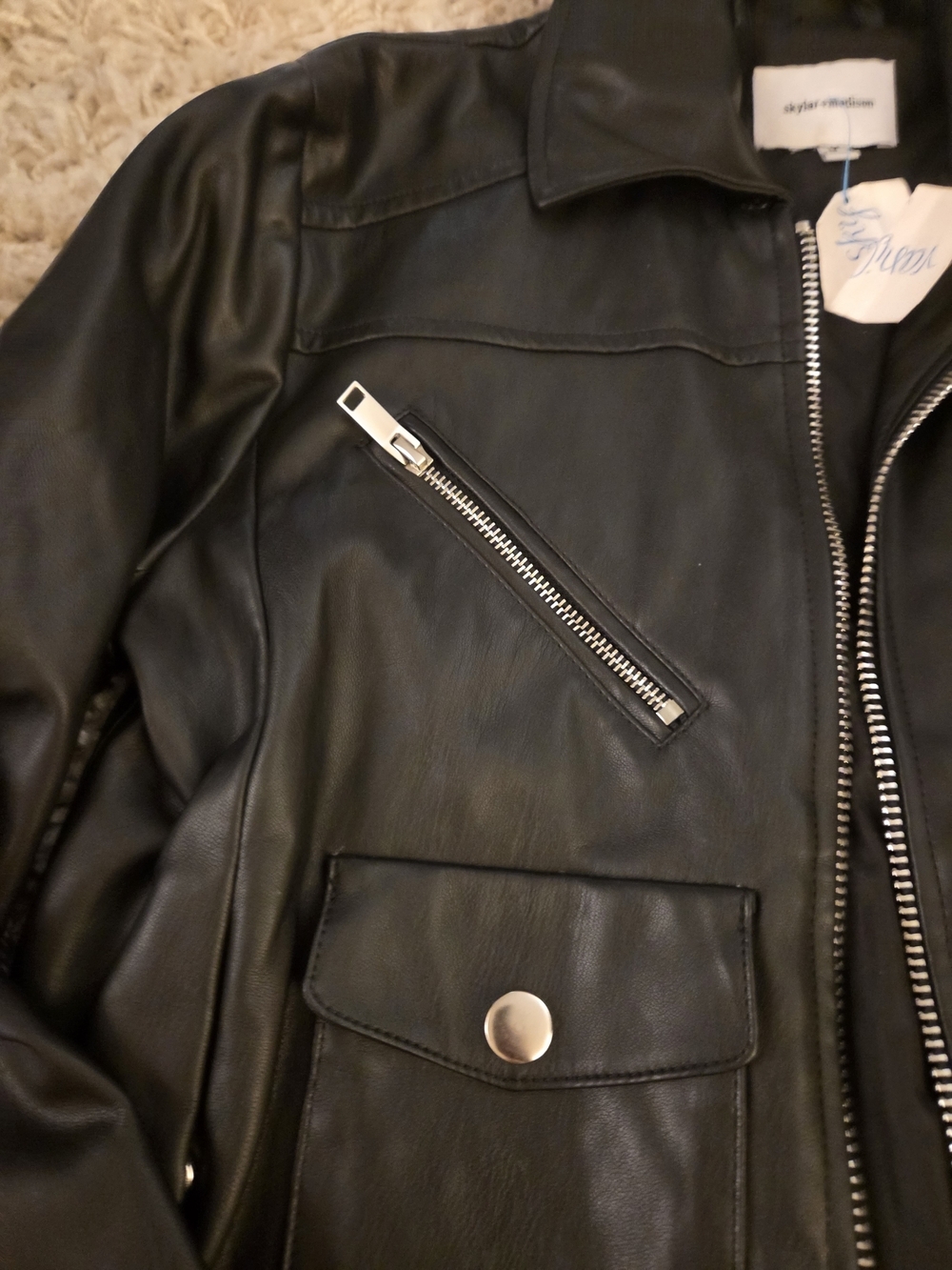 Skylar + Madison Black Faux Leather Biker Jacket - Picture 3 of 4